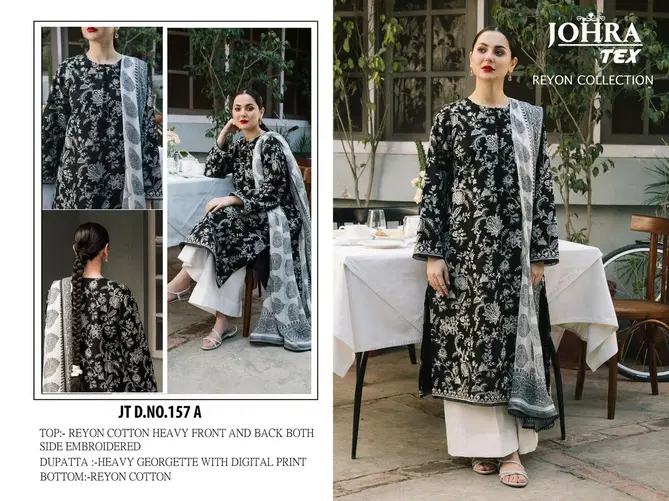 JT 157 Johra Rayon Cotton Embroidery Pakistani Suits Wholesale Online